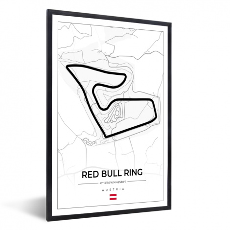 Poster met lijst - F1 - Racebaan - Red Bull Ring - Oostenrijk - Circuit - Wit - Staand-1