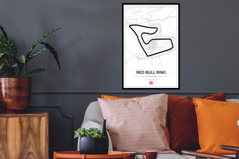 Poster met lijst - F1 - Racebaan - Red Bull Ring - Oostenrijk - Circuit - Wit - Staand-2