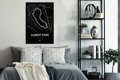 Poster mit Rahmen - Rennstrecke - Formel 1 - Australien - Rennstrecke - Albert Park circuit - Schwarz - Vertikal-thumbnail-4