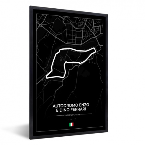 Poster met lijst - F1 - Racebaan - Italië - Zwart - Autodromo Enzo e Dino Ferrari - Zwart - Staand