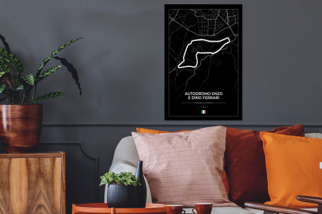 Poster mit Rahmen - F1 - Rennstrecke - Italien - Schwarz - Autodromo Enzo e Dino Ferrari - Schwarz - Vertikal-thumbnail-2