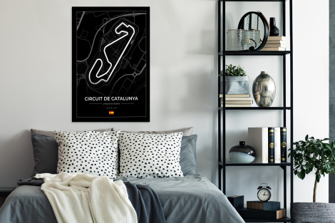 Poster mit Rahmen - F1 - Rennstrecke - Circuit de Barcelona-Catalunya - Rennstrecke - Spanien - Schwarz - Vertikal-thumbnail-4
