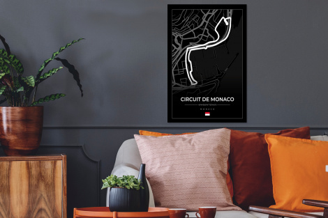 Poster mit Rahmen - Monaco - Formel 1 - Circuit de Monaco - Rennstrecke - Schwarz - Vertikal-thumbnail-2