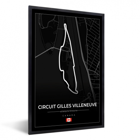 Poster mit Rahmen - Rennsport - Rennstrecke - Circuit Gilles Villeneuve - Kanada - F1 - Schwarz - Vertikal-thumbnail-1