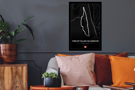 Poster mit Rahmen - Rennsport - Rennstrecke - Circuit Gilles Villeneuve - Kanada - F1 - Schwarz - Vertikal-2
