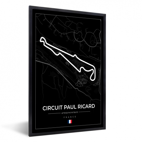 Poster mit Rahmen - Rennstrecke - F1 - Rennstrecke - Frankreich - Circuit Paul Ricard - Schwarz - Vertikal-1