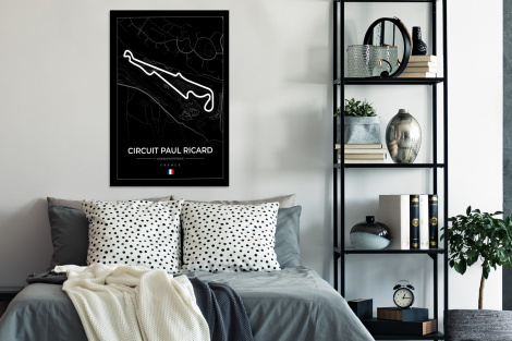 Poster mit Rahmen - Rennstrecke - F1 - Rennstrecke - Frankreich - Circuit Paul Ricard - Schwarz - Vertikal-4