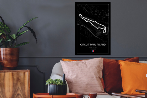 Poster mit Rahmen - Rennstrecke - F1 - Rennstrecke - Frankreich - Circuit Paul Ricard - Schwarz - Vertikal-2