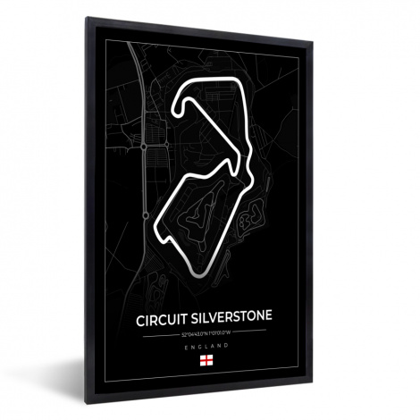 Poster met lijst - Racing - Engeland - Racebaan - Circuit - Silverstone - Zwart - Staand-1