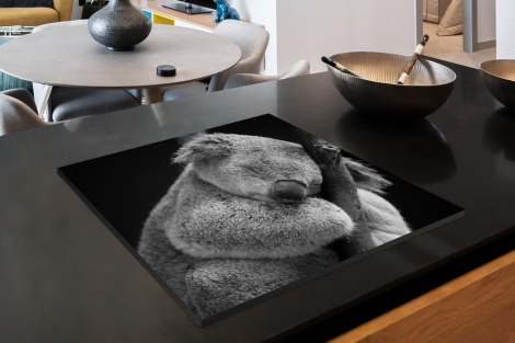 Herdabdeckplatte Schlafender Koala auf schwarzem Hintergrund-thumbnail-2