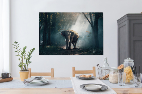 Canvas schilderij - Olifant - Licht - Bos - Natuur - Wilde dieren-thumbnail-4