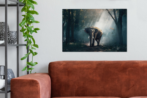 Canvas - Olifant - Licht - Bos - Natuur - Wilde dieren-2