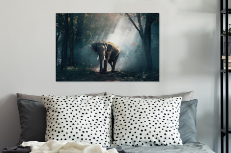 Canvas schilderij - Olifant - Licht - Bos - Natuur - Wilde dieren-thumbnail-3