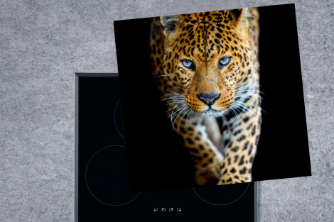 Herdabdeckplatte - Leopard - Tiere - Porträt - Wildtiere - Schwarz