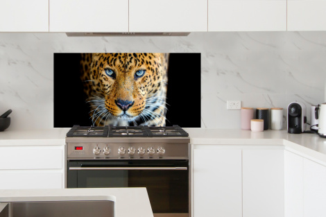Spritzschutz Küche - Leopard - Tiere - Porträt - Wildtiere - Schwarz-4