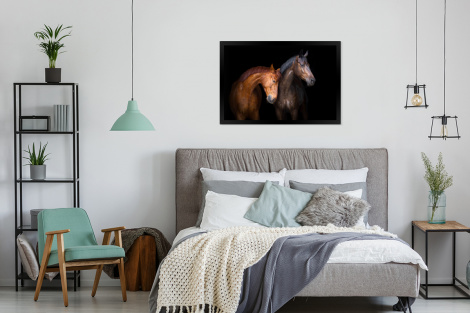 Poster met lijst - Paarden - Dieren - Portret - Bruin - Liggend-4
