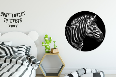 Behangcirkel - Zebra - Zwart - Wit - Portret - Dieren-2