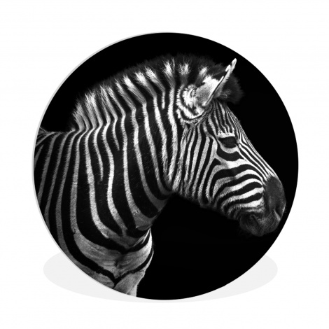 Muurcirkel - Zebra - Zwart - Wit - Portret - Dieren