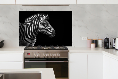 Spritzschutz Küche - Zebra - Schwarz - Weiß - Porträt - Tiere-4