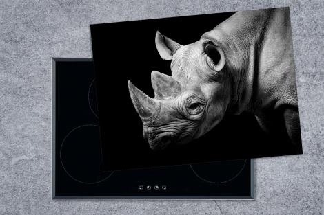 Herdabdeckplatte - Tiere - Nashorn - Schwarz - Weiß - Porträt-1