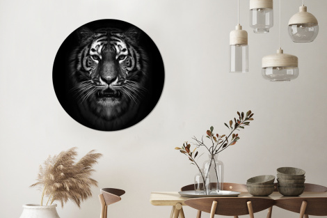 Runde Tapete - Tiger - Tiere - Schwarz - Weiß - Porträt - Wild-thumbnail-3
