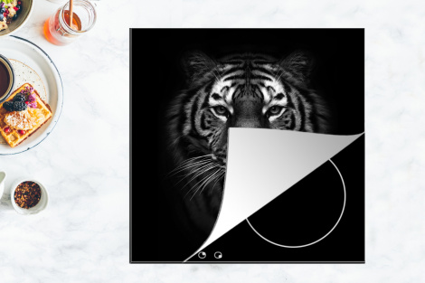 Herdabdeckplatte - Tiger - Tiere - Schwarz - Weiß - Porträt - Wild-4