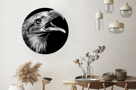 Behangcirkel - Adelaar - Portret - Roofvogels - Zwart - Wit - Vogel-3