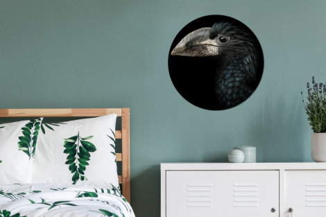 Behangcirkel - Vogel - Portret - Neushoornvogel - Zwart - Dieren-4