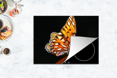 Herdabdeckplatte - Schmetterling - Blumen - Insekt - Porträt - Schwarz - Orange-4