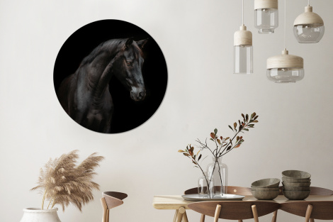 Behangcirkel - Paard - Dieren - Zwart - Portret-3
