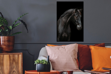 Poster met lijst - Paard - Dieren - Zwart - Portret - Staand-2