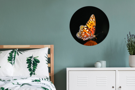 Muurcirkel - Vlinder - Bloemen - Insect - Portret - Zwart - Oranje-4