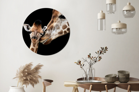 Runde Tapete - Giraffe - Tiere - Schwarz - Porträt - Tiere-3