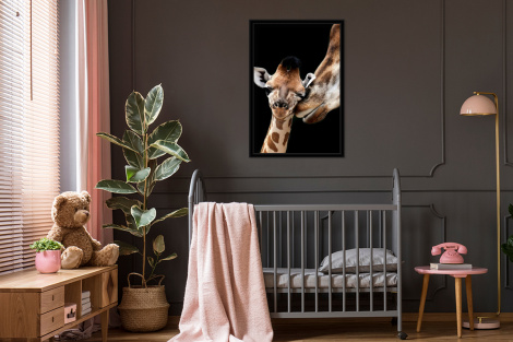 Poster mit Rahmen - Giraffe - Tiere - Schwarz - Porträt - Tiere - Vertikal-3