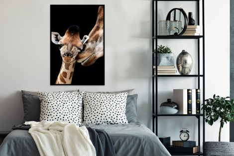 Poster mit Rahmen - Giraffe - Tiere - Schwarz - Porträt - Tiere - Vertikal-4