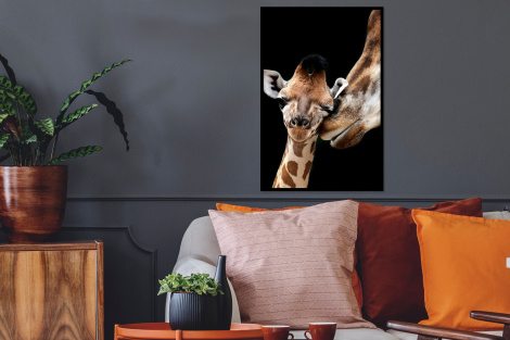 Poster met lijst - Giraffe - Dieren - Zwart - Portret - Dieren - Staand-2