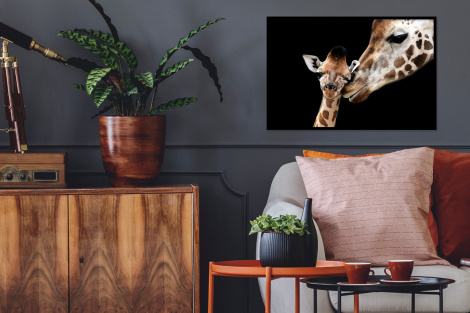 Poster mit Rahmen - Giraffe - Tiere - Schwarz - Porträt - Tiere - Horizontal-2
