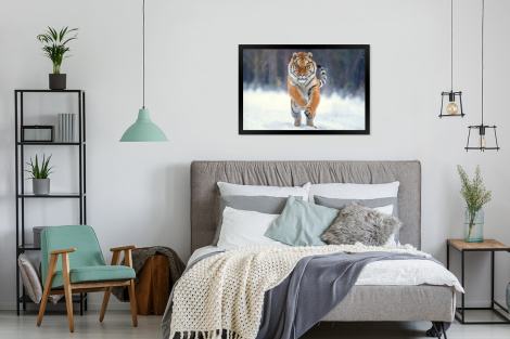 Poster mit Rahmen - Tiger - Landschaft - Schnee - Tiere - Horizontal-4