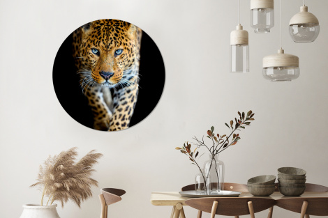 Behangcirkel - Luipaard - Dieren - Portret - Wilde dieren - Zwart-3