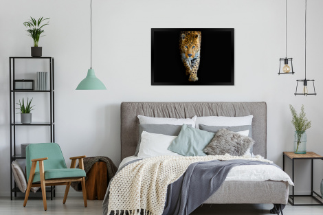 Poster met lijst - Luipaard - Dieren - Portret - Wilde dieren - Zwart - Liggend-thumbnail-4