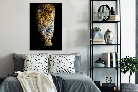 Poster met lijst - Luipaard - Dieren - Portret - Wilde dieren - Zwart - Staand-thumbnail-4