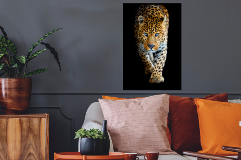 Poster met lijst - Luipaard - Dieren - Portret - Wilde dieren - Zwart - Staand-2