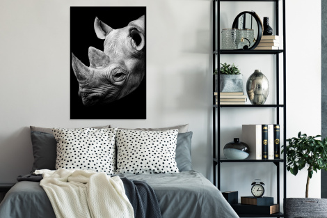 Poster mit Rahmen - Tiere - Nashorn - Schwarz - Weiß - Porträt - Vertikal-4
