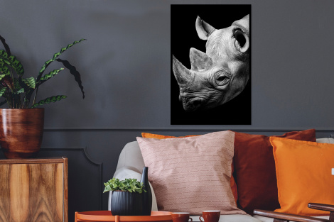 Poster mit Rahmen - Tiere - Nashorn - Schwarz - Weiß - Porträt - Vertikal-thumbnail-2