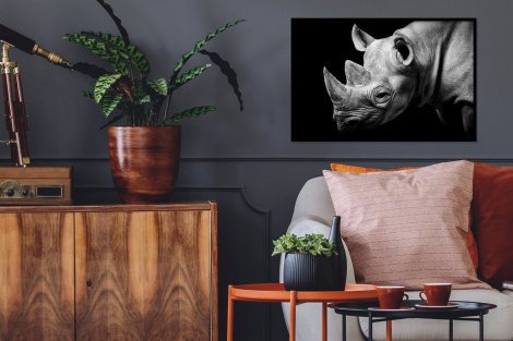 Poster mit Rahmen - Tiere - Nashorn - Schwarz - Weiß - Porträt - Horizontal-2