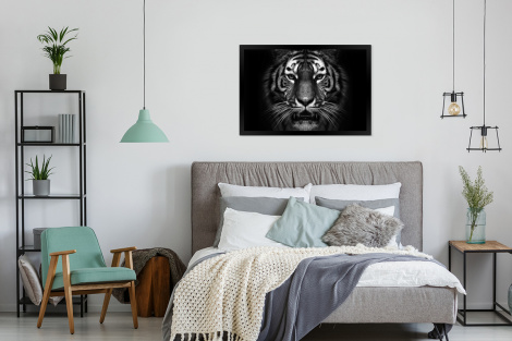 Poster mit Rahmen - Tiger - Tiere - Schwarz - Weiß - Porträt - Wild - Horizontal-thumbnail-4