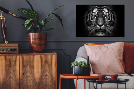 Poster mit Rahmen - Tiger - Tiere - Schwarz - Weiß - Porträt - Wild - Horizontal-thumbnail-2