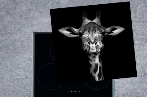 Herdabdeckplatte - Giraffe - Porträt - Tiere - Schwarz - Weiß