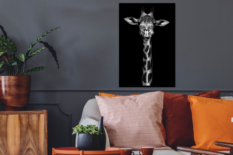 Poster mit Rahmen - Giraffe - Porträt - Tiere - Schwarz - Weiß - Vertikal-2
