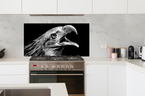 Spatscherm keuken - Adelaar - Portret - Roofvogels - Zwart - Wit - Vogel-thumbnail-4